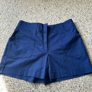 White House Black Market Navy Blue Cotton Blend Shorts
